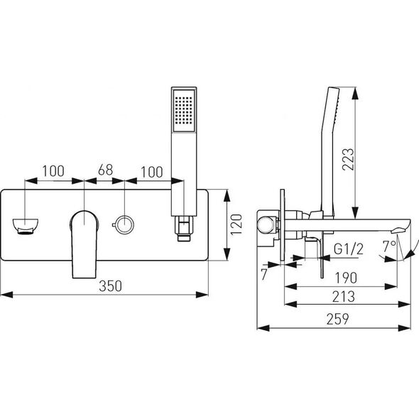Bateria wannowa Ferro BAT. ALGEO SQUARE WANNOWA PODTYNK., CHROM FERRO // BF.BAQ11P 6628727 5902194971157