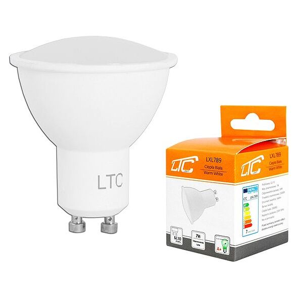 LTC PS Żarówka LTC LED GU10 SMD 7W 230V, światło ciepłe białe, 560lm. 6694607 5902270730272