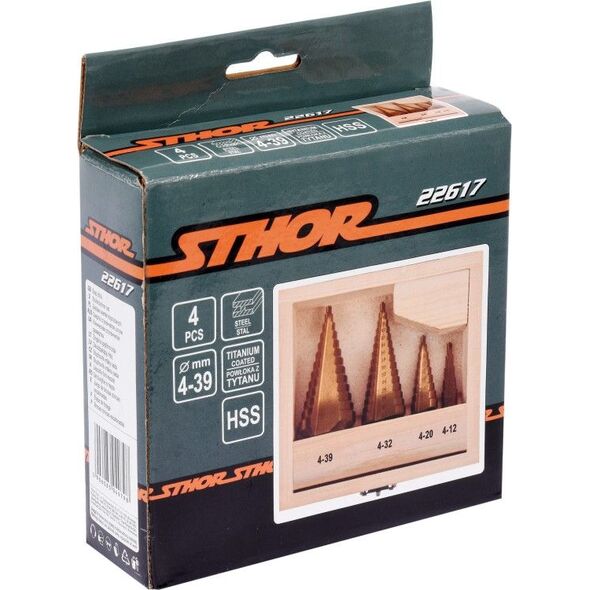 Wiertło Sthor STHOR ZESTAW WIERTEŁ STOPNIOWYCH 4szt. T22617 6699918 5906083049798