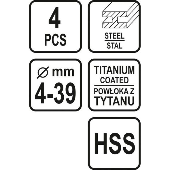 Wiertło Sthor STHOR ZESTAW WIERTEŁ STOPNIOWYCH 4szt. T22617 6699918 5906083049798
