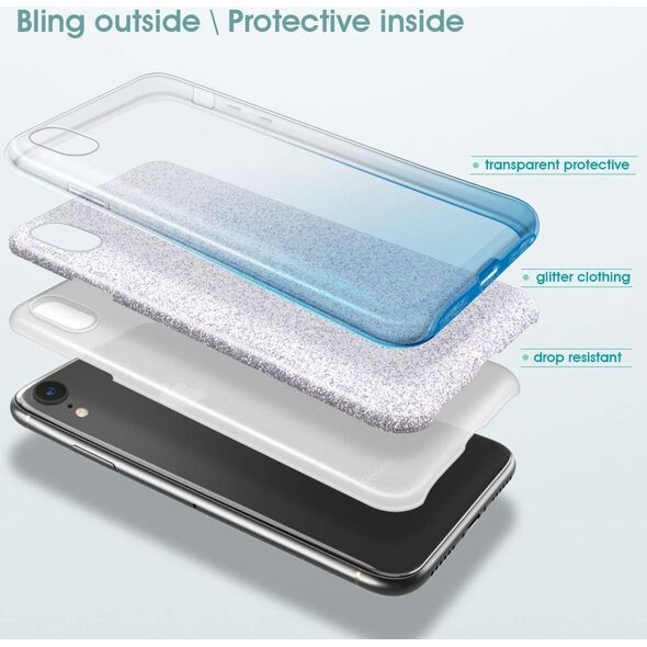 Etui IPHONE 11 PRO Brokat Glitter srebrno-niebieskie 6791661 5903396024733