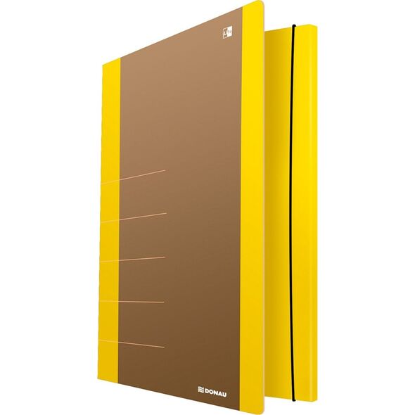 Donau Teczka z gumką DONAU Life, Karton, A4, 500gsm, 3-skrz., żółty 6801866 5901503611760