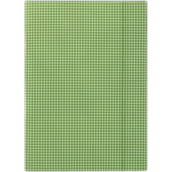 Donau Teczka z gumką DONAU, karton, A4, 400gsm, 3-skrz., zielona w kratę 6801905 5901498052463