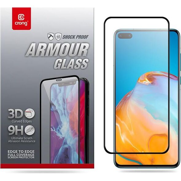 Crong Crong 3D Armour Glass Szkło Hartowane 9H na ekran Huawei P40 + ramka instalacyjna 6937721 5907731984218