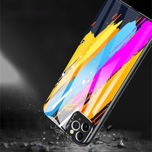 Hurtel Color Glass Case etui pokrowiec nakładka ze szkła hartowanego z osłoną na aparat iPhone 11 Pro Max pattern 1 uniwersalny 7060763 9111201905535