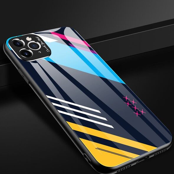 Hurtel Color Glass Case etui pokrowiec nakładka ze szkła hartowanego z osłoną na aparat iPhone 11 Pro Max pattern 1 uniwersalny 7060763 9111201905535