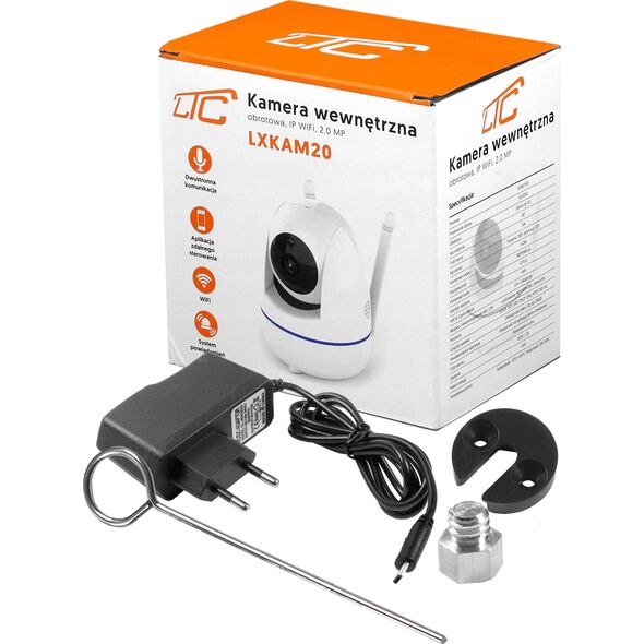 Kamera IP LTC Kamera wewnętrzna obrotowa IP LTC, WiFi, 2.0MP, MicroSD-128GB. 7137577 5902270759099