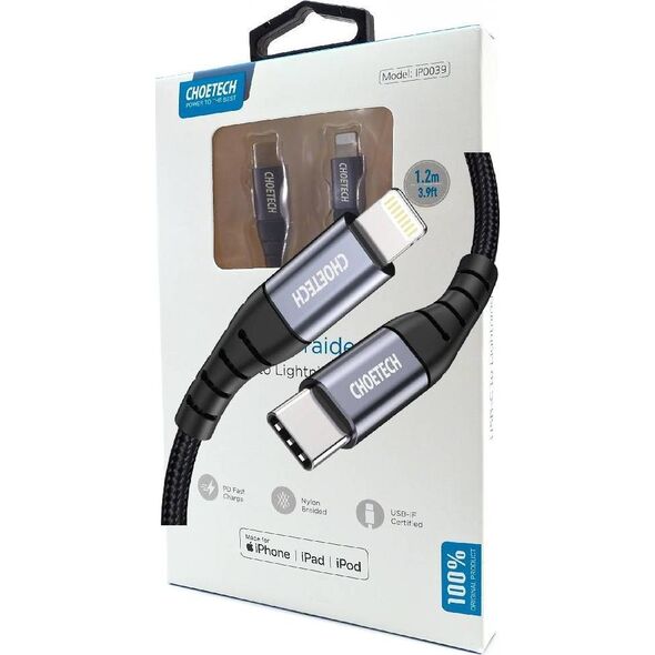 Kabel USB Choetech USB-C - Lightning 1.2 m Czarny (IP0039 BLACK) 7143873 6971824975079
