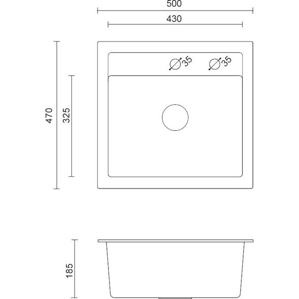 Zlewozmywak Steiner JOHNNY 110 Steingran  granitowy czarny 1-komorowy b/o (50x47x18,5), z syfonem i zaślepką stal szlachetna 7178672 5903242534751