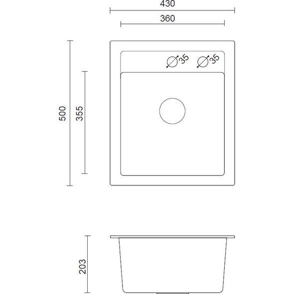 Zlewozmywak Steiner JOHNNY 100 Steingran  granitowy beżowy 1-komorowy z/o (43x50x20), z syfonem i zaślepką stal szlachetna 7178683 5903242534706