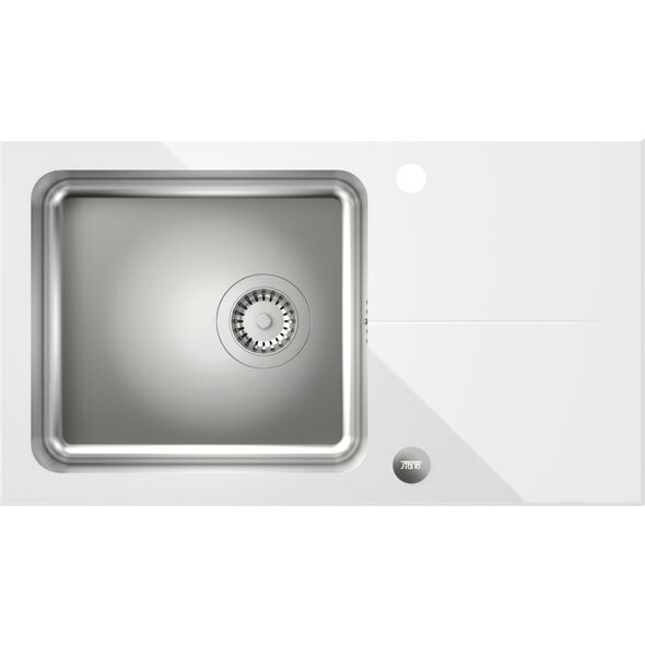 Zlewozmywak Steiner Hugh 111 komora stalowa z białym blatem szklanym 7178702 5903242533006