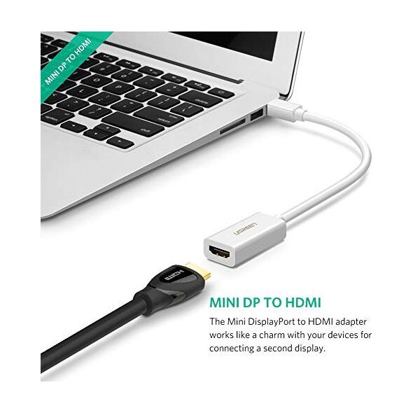 Adapter AV Ugreen DisplayPort Mini - HDMI biały (10460) 7343669 6957303814602
