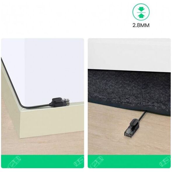Ugreen Ugreen kabel przewód internetowy sieciowy Ethernet patchcord RJ45 Cat 6A UTP 1000Mbps 1 m czarny (70332) uniwersalny (58914-uniw) - 58914-uniw 7363220 6957303873326