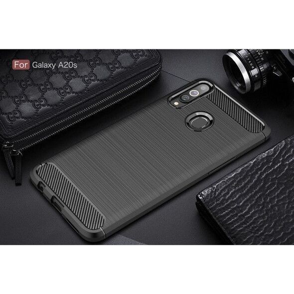 Etui SAMSUNG GALAXY A20S Pancerne Carbon czarne 7368105 5903396031045