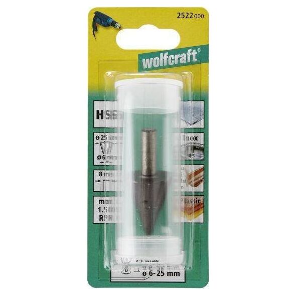 Wolfcraft Frez do otworów 6 - 24 mm Wolfcraft - HSS, trzpień 8 mm 7416663 4006885252202