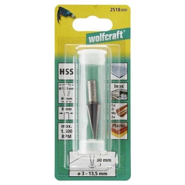 Wolfcraft Frez do otworów 3 - 14 mm Wolfcraft - HSS, trzpień 8 mm 7416665 4006885251809