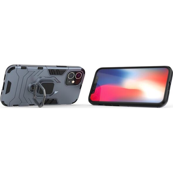 Hurtel Ring Armor pancerne hybrydowe etui pokrowiec + magnetyczny uchwyt iPhone 12 mini niebieski uniwersalny 7428417 9111201914537