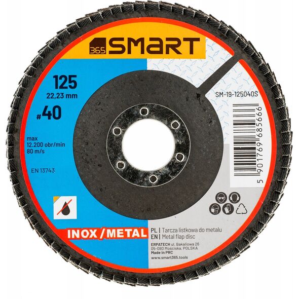 Smart tarcza listkowa inox/ metal 125mm gr 40 smart 7468675 5901769685666