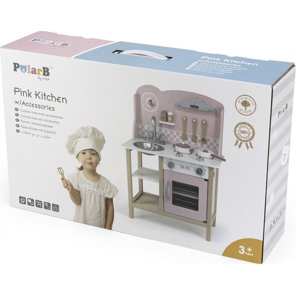 Viga Toys Viga 44046 PolarB Kuchnia z akcesoriami silver-pink 7532393 6971608440465