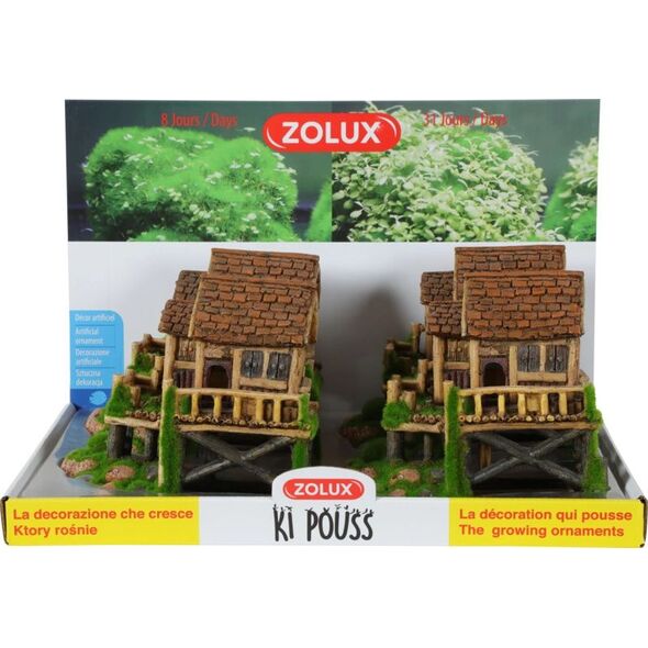 Zolux Dekoracja akwarystyczna KIPOUSS chata M- z nasionami żywych roślin 7544652 3336023521824