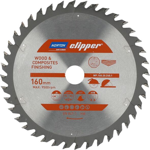 Norton Clipper NORTON PIŁA TARCZOWA 160mm x 20mm x 40z DREWNO I KOMPOZYTY ATB (2,6 / 1,6) N70184608084 7598118 5450248768821