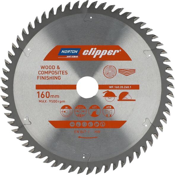 Norton Clipper NORTON PIŁA TARCZOWA 160mm x 20mm x 60z DREWNO I KOMPOZYTY ATB (2,2 / 1,6) N70184608089 7598122 5450248768876