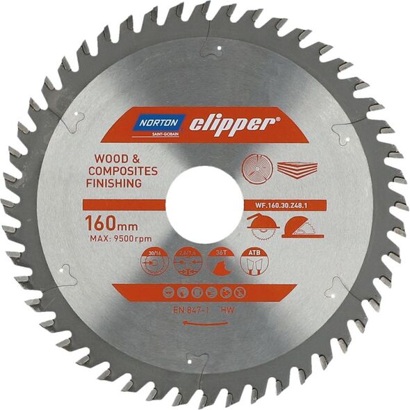 Norton Clipper NORTON PIŁA TARCZOWA 160mm x 30/16mm x 48z DREWNO I KOMPOZYTY ATB (2,6 / 1,6) N70184608085 7598123 5450248768838