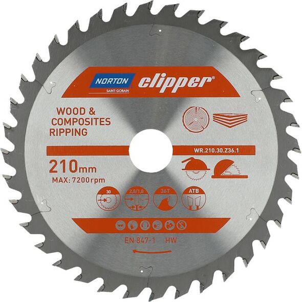Norton Clipper NORTON PIŁA TARCZOWA 210mm x 30mm x 36z DREWNO I KOMPOZYTY ATB (2,8 / 1,8) N70184608055 7598139 5450248769507