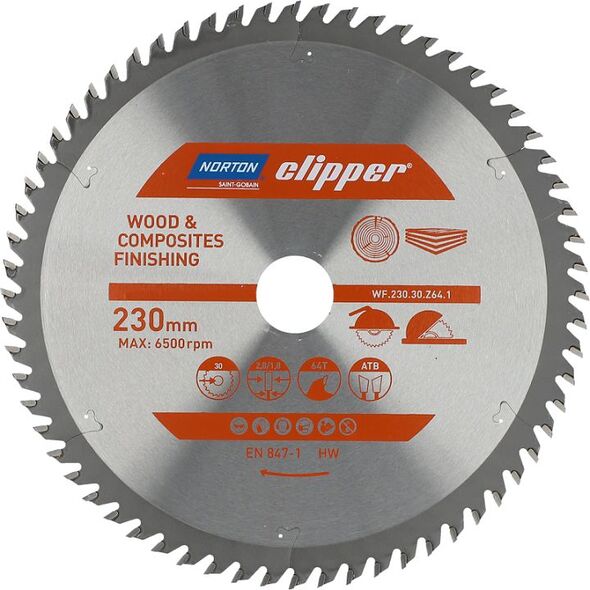 Norton Clipper NORTON PIŁA TARCZOWA 230mm x 30mm x 64z DREWNO I KOMPOZYTY ATB (2,8 / 1,8) N70184608104 7598151 5450248769026