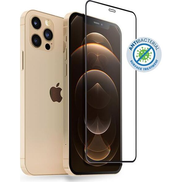 Crong Crong Anti-Bacterial 3D Armour Glass Szkło hartowane 9H na cały ekran iPhone 12 Pro Max + ramka instalacyjna 7887752 5907731986991