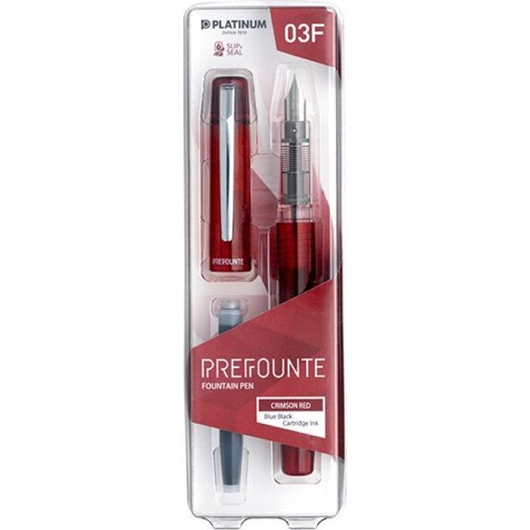 Platinum Pióro wieczne Platinum Prefounte Crimson Red, F, w plastikowym opakowaniu, na blistrze, bordowe 7922244 4977114911354