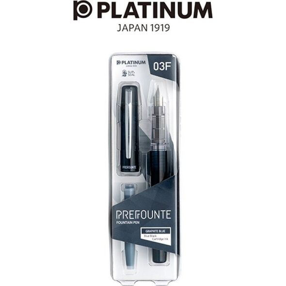 Platinum Pióro wieczne Platinum Prefounte Graphite Blue, F, w plastikowym opakowaniu, na blistrze, granatowe 7922245 4977114911378