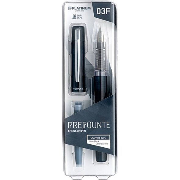 Platinum Pióro wieczne Platinum Prefounte Graphite Blue, F, w plastikowym opakowaniu, na blistrze, granatowe 7922245 4977114911378
