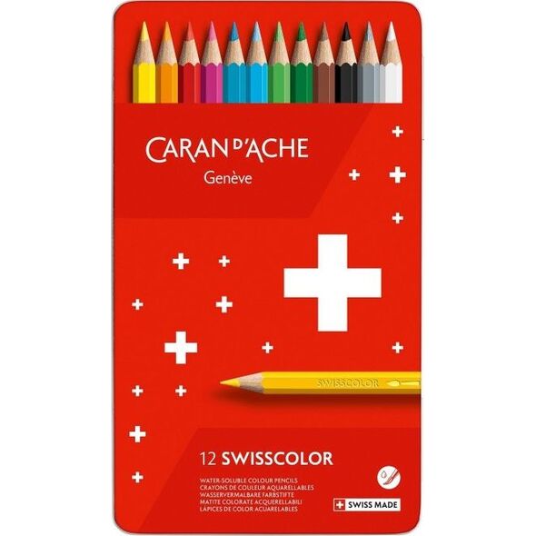 Caran d`Arche Kredki wisscolor Aquarelle, z efektem akwareli, sześciokątne, 12szt., mix kolorów 7922733 7610186018275