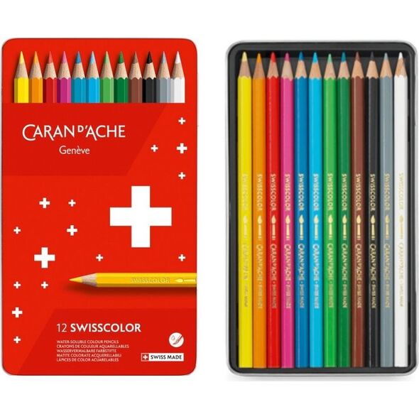 Caran d`Arche Kredki wisscolor Aquarelle, z efektem akwareli, sześciokątne, 12szt., mix kolorów 7922733 7610186018275