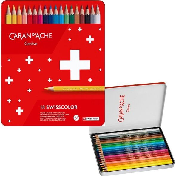 Caran d`Arche Kredki Swisscolor Aquarelle, z efektem akwareli, sześciokątne, 18szt., mix kolorów 7922734 7610186018329