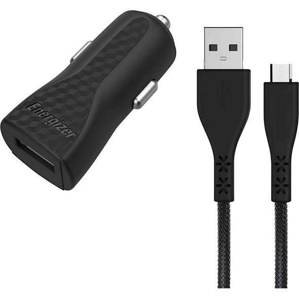 Ładowarka Energizer Energizer Hardcase Ładowarka samochodowa 1USB 1A z kablem micro czarna Lifetime 7924189 3492548226238
