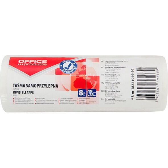 Office Products Taśma biurowa, 19 mm x 33 m, 8 szt., matowa 8012403 5901503692189