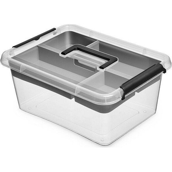ORPLAST Pojemnik z Pokrywką i 4 Przegródkami Organizer z Uchwytem SimpleStore 12,5 L 8070253 5902541152727