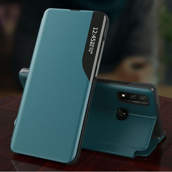 Hurtel Eco Leather View Case elegancki futerał etui z klapką i funkcją podstawki Samsung Galaxy A02s czarny 8075241 9111201923133