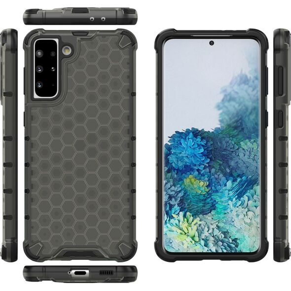 Hurtel Honeycomb etui pancerny pokrowiec z żelową ramką Samsung Galaxy S21+ 5G (S21 Plus 5G) czarny 8075357 9111201917279