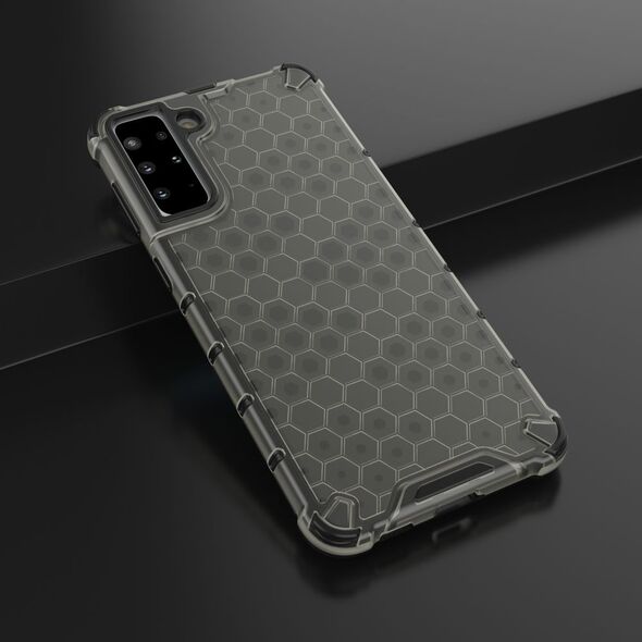 Hurtel Honeycomb etui pancerny pokrowiec z żelową ramką Samsung Galaxy S21+ 5G (S21 Plus 5G) czarny 8075357 9111201917279
