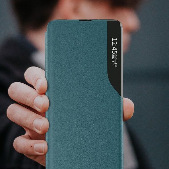 Hurtel Eco Leather View Case elegancki futerał etui z klapką i funkcją podstawki Samsung Galaxy A72 czarny 8089661 9111201926851