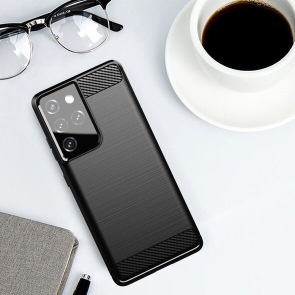 Hurtel Carbon Case elastyczne etui pokrowiec Samsung Galaxy S21 Ultra 5G niebieski 8089830 9111201924826