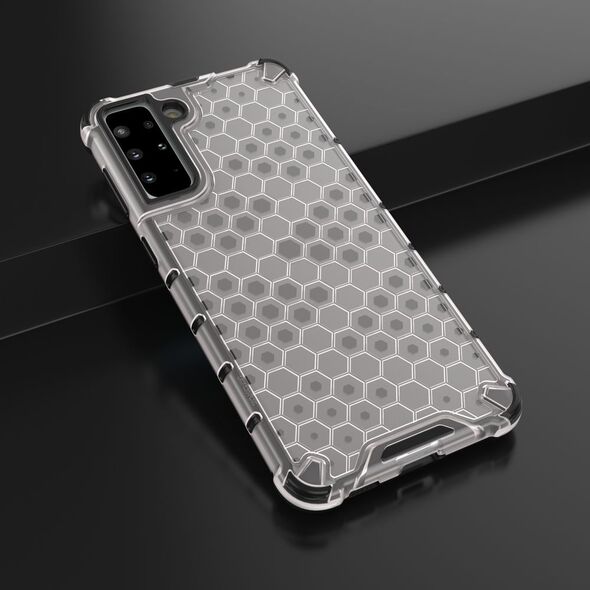 Hurtel Honeycomb etui pancerny pokrowiec z żelową ramką Samsung Galaxy S21+ 5G (S21 Plus 5G) przezroczysty 8090221 9111201917293