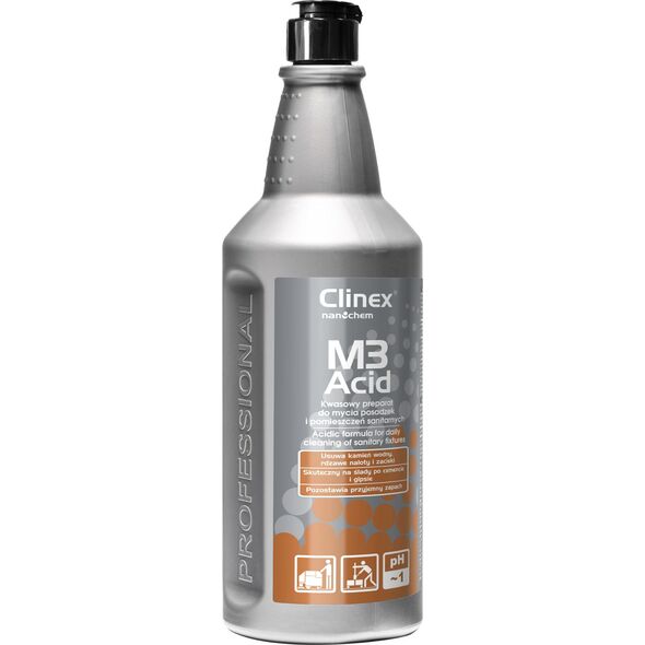 Clinex Koncentrat kwaśny płyn do mycia łazienek pomieszczeń sanitarnych CLINEX M3 Acid 1L Koncentrat kwaśny płyn do mycia łazienek pomieszczeń sanitarnych CLINEX M3 Acid 1L 8147877 5907513273714