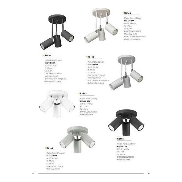 Lampa sufitowa Lampex Lampa sufitowa Rolos 3x40W (655/3B BIA) 8241112 5902622120812