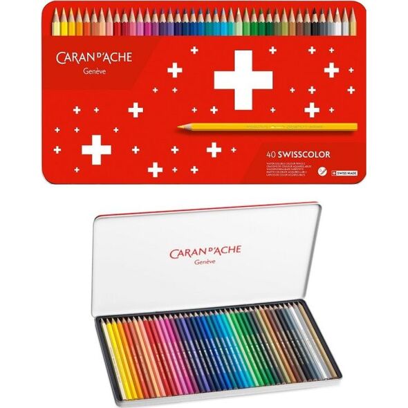 Caran d`Arche Kredki Swisscolor Aquarelle, z efektem akwareli, sześciokątne, 40szt., mix kolorów 8245920 7610186040481