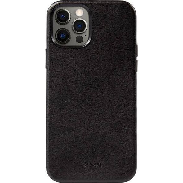 Crong Crong Essential Cover Magnetic - Etui ze skóry iPhone 12 Pro Max MagSafe (czarny) 8397115 5907731987684