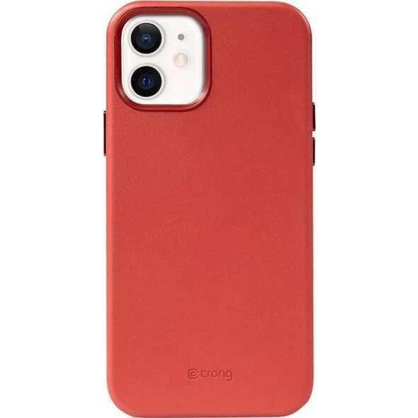 Crong Crong Essential Cover Magnetic - Etui ze skóry iPhone 12 / iPhone 12 Pro MagSafe (czerwony) 8397117 5907731987660